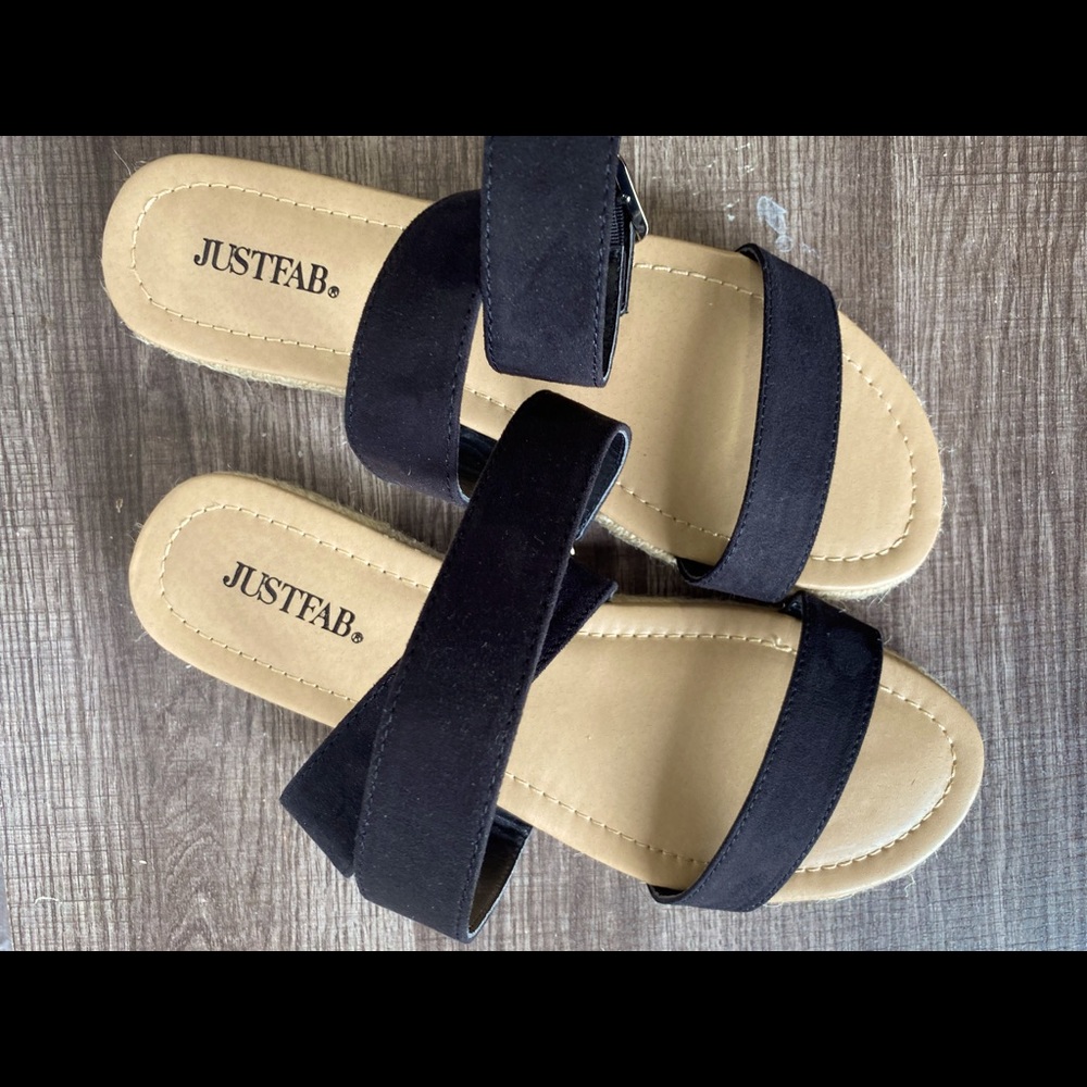 JustFabDelilah Espadrille FlatSandal Size 8, Black